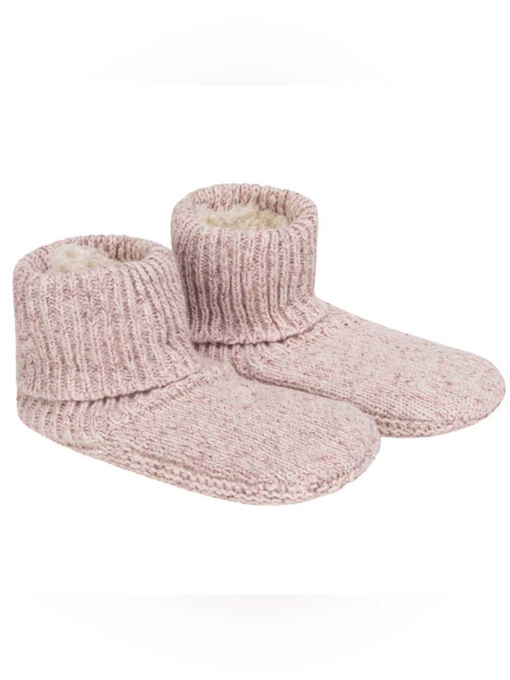 Lemon - Women’s Faux Fur Lining Knit Bootie Slipper Socks